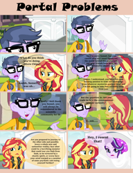 Size: 4400x5720 | Tagged: safe, microchips, starlight glimmer, sunset shimmer, better together, equestria girls, mirror magic, spoiler:eqg specials, absurd resolution, clothes, comic, geode of empathy, portal