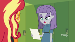 Size: 1920x1080 | Tagged: safe, screencap, maud pie, sunset shimmer, better together, equestria girls, forgotten friendship