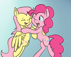 Size: 1000x800 | Tagged: safe, artist:vividvulpine, fluttershy, pinkie pie, earth pony, pegasus, pony, crying, happy, hug