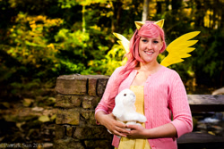 Size: 2048x1365 | Tagged: artist needed, safe, fluttershy, human, rabbit, 2013, clothes, convention, cosplay, irl, irl human, momocon, photo, plushie, solo, sweater, sweatershy