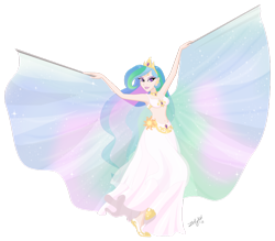 Size: 800x700 | Tagged: safe, artist:zellykat, princess celestia, human, armpits, bedroom eyes, belly button, belly dancer, belly dancer outfit, cleavage, female, harem outfit, humanized, jewelry, light skin, midriff, nail polish, simple background, solo, tiara, transparent background