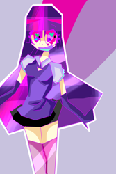 Size: 2012x3012 | Tagged: safe, artist:nihhal, derpibooru import, twilight sparkle, clothes, dress, humanized, psychedelic, solo, wingding eyes, zettai ryouiki