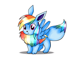 Size: 800x600 | Tagged: safe, artist:hanaty, derpibooru import, rainbow dash, crossover, eevee, female, pokefied, pokémon, species swap, wings