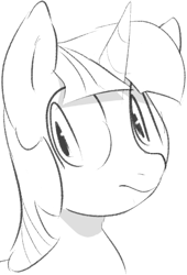 Size: 378x556 | Tagged: safe, artist:dotkwa, derpibooru import, twilight sparkle, bust, grayscale, monochrome, portrait, simple background, solo