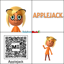 Size: 600x600 | Tagged: safe, artist:rainbowmario11, applejack, human, 3ds, barely pony related, humanized, mii, qr code, wii u