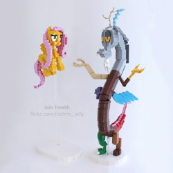 Size: 500x501 | Tagged: safe, artist:iain heath, discord, fluttershy, pegasus, pony, lego, photo