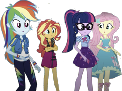 Size: 1541x1144 | Tagged: safe, artist:php77, derpibooru import, edit, edited screencap, editor:php77, screencap, fluttershy, rainbow dash, sci-twi, sunset shimmer, twilight sparkle, better together, equestria girls, rollercoaster of friendship, background removed, simple background, transparent background