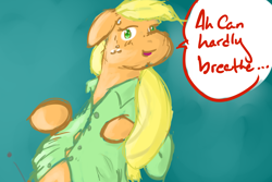 Size: 3000x2000 | Tagged: safe, artist:twizzle, applejack, earth pony, pony, clothes, pregnant, shirt, solo