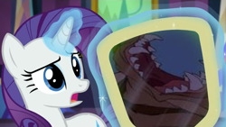 Size: 1280x720 | Tagged: safe, rarity, pony, unicorn, castle sweet castle, 1770s, 18th century, age if enlightenment, beast (prince), beauty and the beast, beauty and the beast (1991), exploitable meme, grief, meme, mirror, mourning, rarity's mirror