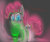 Size: 1013x843 | Tagged: safe, artist:magical disaster, pinkie pie, earth pony, pony, 30 minute art challenge, glow, glowing belly, glowing eyes, glowing eyes of doom, glowing mane, paint, paint on fur, radioactive, solo, stare