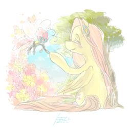 Size: 630x630 | Tagged: safe, artist:zakka, fluttershy, seabreeze, breezie, pegasus, pony, pixiv