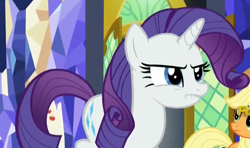 Size: 1035x613 | Tagged: safe, screencap, rarity, pony, unicorn, castle sweet castle, lip bite, reaction image, scrunchy face, solo