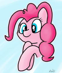 Size: 562x663 | Tagged: safe, artist:mang, pinkie pie, earth pony, pony, female, mare, pink coat, pink mane, simple background, solo