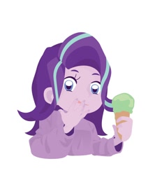 Size: 800x900 | Tagged: safe, artist:c__h__m, starlight glimmer, human, food, humanized, ice cream, smiling, solo, younger