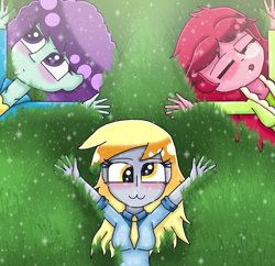 Size: 1729x1675 | Tagged: safe, artist:polishcrossoverfan, blueberry pie, derpy hooves, raspberry fluff, equestria girls, rainbow rocks, :3, kimber benton, shana elmsford, the muffins