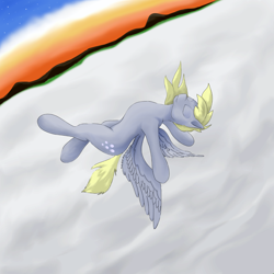 Size: 1500x1500 | Tagged: safe, artist:hrom, derpy hooves, pegasus, pony, cloud, female, flying, mare, solo