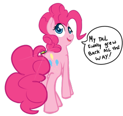 Size: 899x853 | Tagged: safe, artist:mostazathy, pinkie pie, earth pony, pony, dock, female, looking back, mare, open mouth, ring, simple background, smiling, solo, tail ring, transparent background