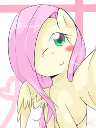 Size: 600x800 | Tagged: safe, artist:starblame, fluttershy, pegasus, pony, pixiv, simple background, solo, white background