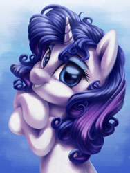 Size: 1500x2000 | Tagged: safe, artist:verulence, rarity, pony, unicorn, alternate hairstyle, curly mane, cute, female, looking at you, mare, raribetes, smiling, solo