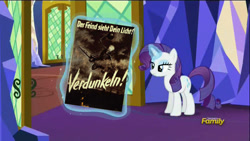 Size: 1280x720 | Tagged: safe, rarity, pony, unicorn, castle sweet castle, exploitable meme, german, meme, poster removal meme, propaganda, world war ii