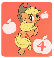 Size: 533x577 | Tagged: safe, artist:osaru_onsen, applejack, earth pony, pony, looking back, pixiv, solo