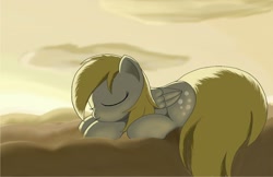 Size: 1200x776 | Tagged: safe, artist:grennadder, derpy hooves, pegasus, pony, cloud, female, mare, sleeping, solo