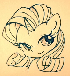 Size: 938x1023 | Tagged: safe, artist:6th heaven, rarity, pony, unicorn, bust, monochrome, portrait, simple background, solo