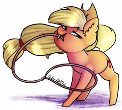 Size: 2274x2048 | Tagged: safe, artist:yukomaussi, applejack, earth pony, pony, lasso, mouth hold, solo