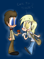 Size: 1200x1630 | Tagged: safe, artist:mcnuggyy, derpy hooves, doctor whooves, human, cute, david tennant, doctor who, food, humanized, letter, muffin