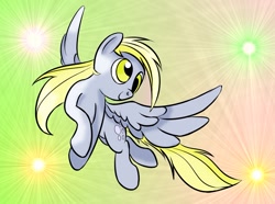 Size: 1447x1075 | Tagged: safe, artist:wieczornykac, derpy hooves, pegasus, pony, female, flying, mare, solo