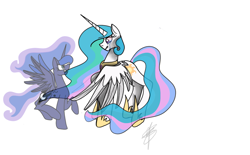 Size: 1341x832 | Tagged: safe, artist:the-fox-lord, princess celestia, princess luna, alicorn, pony, crying, simple background