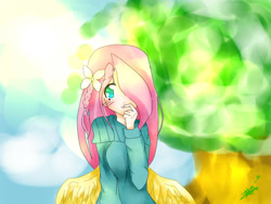 Size: 800x600 | Tagged: safe, artist:mitsunyandesu, fluttershy, human, humanized, solo