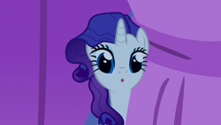 Size: 1366x768 | Tagged: safe, screencap, rarity, pony, unicorn, suited for success, female, horn, mare, purple mane, solo, white coat