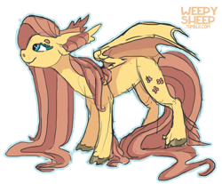 Size: 1845x1528 | Tagged: safe, artist:weepysheep, fluttershy, bat pony, pony, flutterbat, solo, unshorn fetlocks