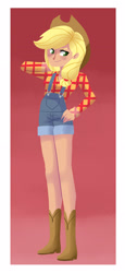 Size: 1500x3264 | Tagged: safe, artist:kianamai, applejack, human, humanized, light skin, overalls, solo