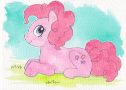 Size: 1024x737 | Tagged: safe, artist:nanabuns, pinkie pie, earth pony, pony, female, mare, pink coat, pink mane, solo, traditional art