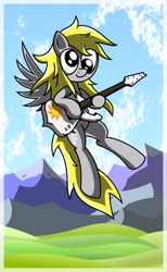 Size: 1645x2675 | Tagged: safe, artist:friendshipismetal777, derpy hooves, pegasus, pony, female, flying, guitar, iceman, mare, solo