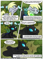 Size: 1400x1900 | Tagged: safe, artist:moemneop, derpy hooves, changeling, pegasus, pony, comic:shifting changelings lies and truths, comic, female, mare, melting, solo