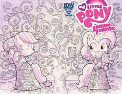 Size: 4050x3131 | Tagged: safe, artist:agnesgarbowska, idw, applejack, pinkie pie, earth pony, pony, cover, fine art parody