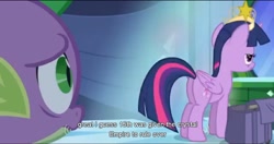 Size: 1599x847 | Tagged: safe, derpibooru import, screencap, spike, twilight sparkle, twilight sparkle (alicorn), alicorn, pony, equestria girls, crown, female, mare, meme, plot, youtube caption, youtube link