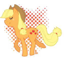 Size: 580x534 | Tagged: safe, artist:dahli-lama, applejack, earth pony, pony, eyes closed, female, mare, solo