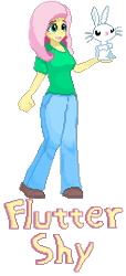 Size: 123x270 | Tagged: safe, artist:msg, angel bunny, fluttershy, human, humanized, pixel art, pixiv, solo