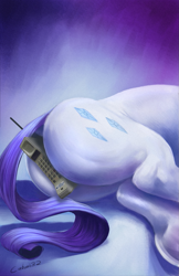 Size: 679x1050 | Tagged: safe, artist:caboni32, edit, rarity, pony, unicorn, /mlp/, booty call, butt, butt only, phone, plot, pun, visual pun, wat