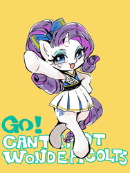 Size: 480x640 | Tagged: safe, artist:wan, rarity, pony, unicorn, bipedal, cheerleader, solo