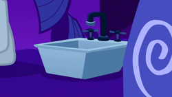 Size: 1366x768 | Tagged: safe, screencap, rarity, pony, unicorn, suited for success, kitchen sink, solo