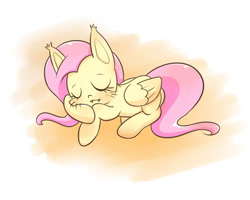 Size: 1500x1200 | Tagged: safe, artist:joycall6, fluttershy, cat, pegasus, pony, behaving like a cat, fluttercat, lying, simple background, sleeping, solo