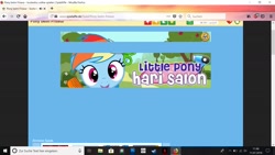 Size: 1600x900 | Tagged: safe, derpibooru import, rainbow dash, pegasus, pony, flash game, german, hari salon, wat