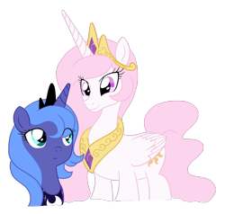 Size: 1431x1362 | Tagged: safe, artist:reina-del-caos, princess celestia, princess luna, alicorn, pony, pink mane, pink-mane celestia, s1 luna, simple background, transparent background, vector