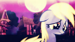 Size: 2560x1440 | Tagged: safe, artist:mastertrevor, derpy hooves, pegasus, pony, crying, female, mare, sad, solo