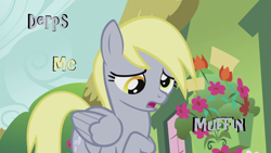 Size: 1920x1080 | Tagged: safe, derpy hooves, pegasus, pony, caption, female, image macro, mare, meme, solo